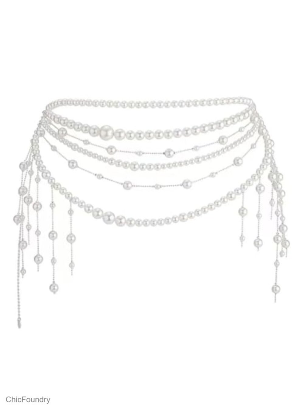 Elegant Pearl Waist Chain Belt for Women, Body Chain with Tassel Design, Bridal